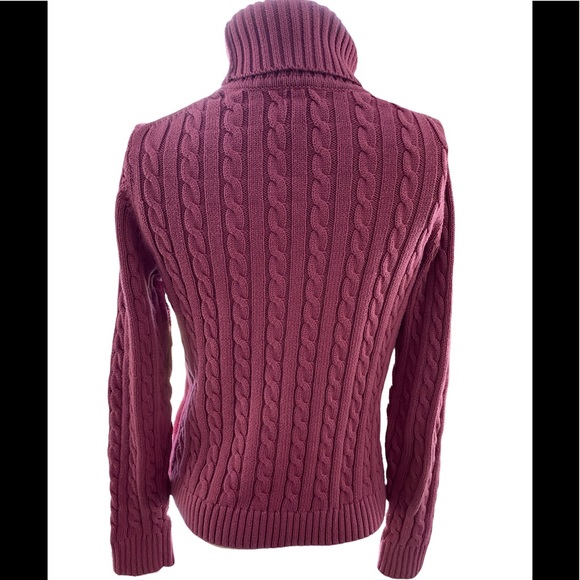 - L.L. Bean Rose Cable Knit Turtleneck Sweater M - Picture 2 of 5